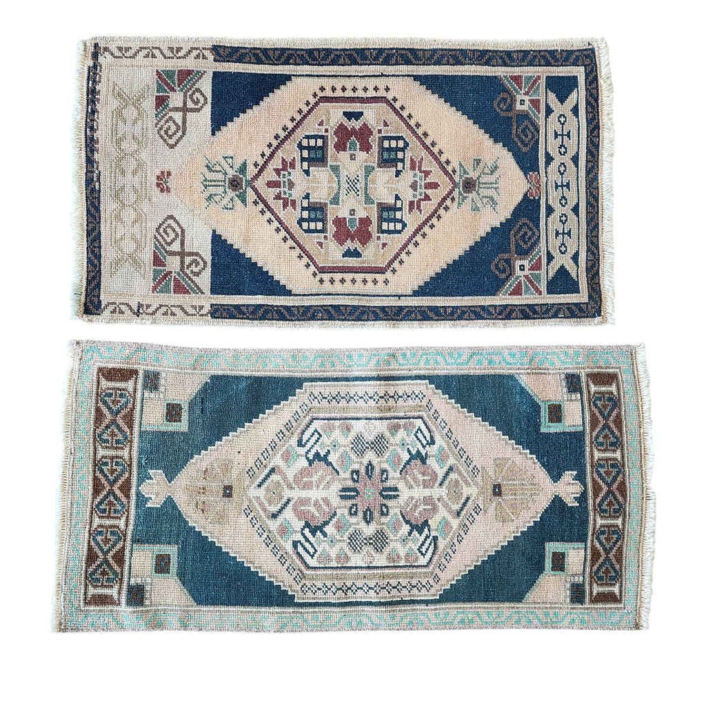 Vintage Türk Yastık Halı 2'li Set 53 x 95 cm