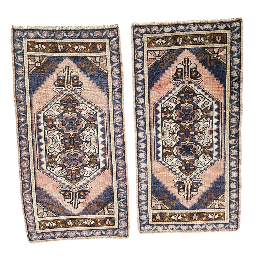 Vintage Türk Yastık Halı 2'li Set 58 x 108 cm