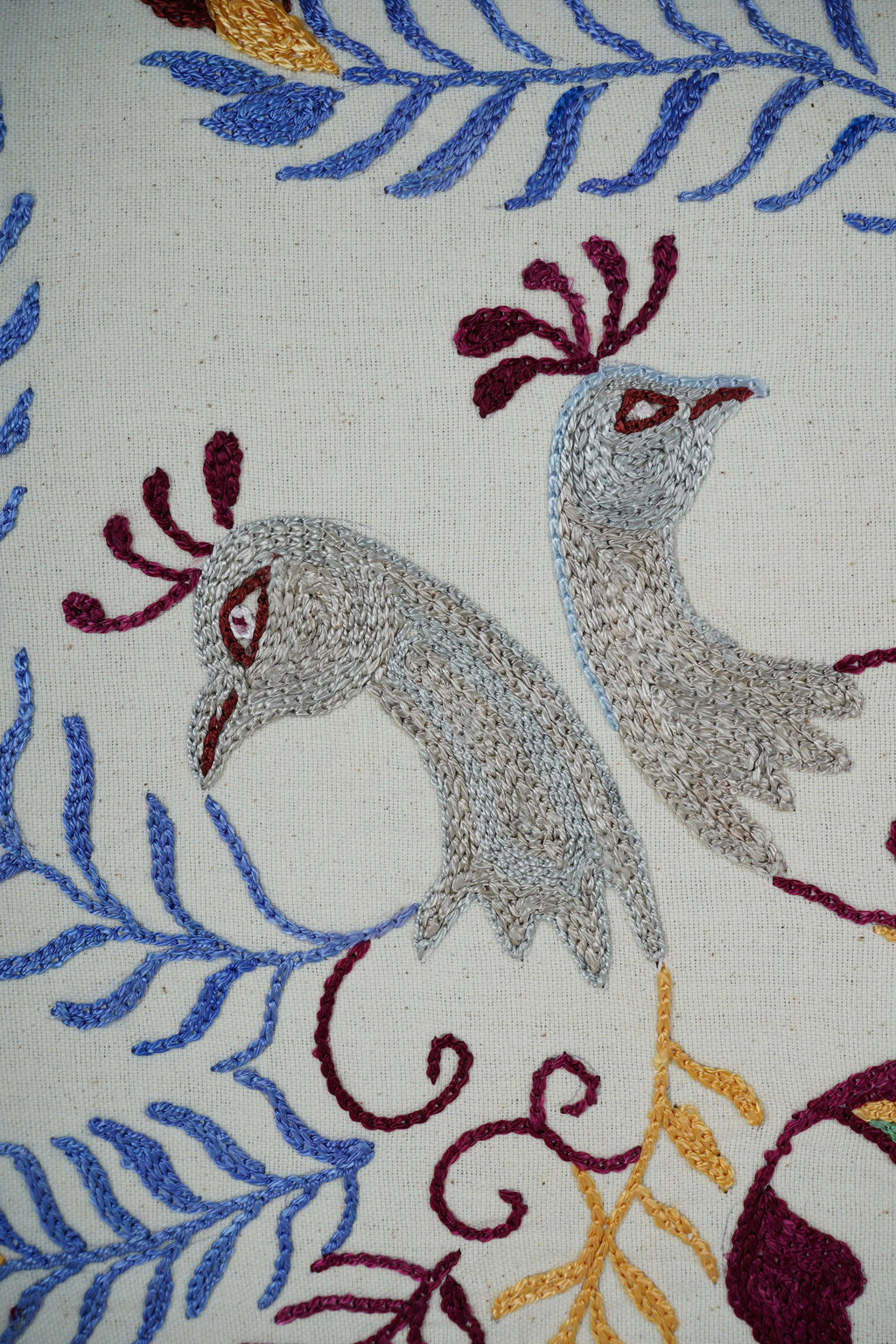 Kuş Desenli Suzani Kırlent Kılıfı 48 x 48 cm
