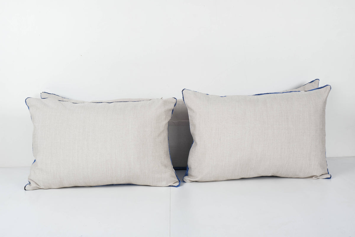 İpek Ikat Kadife Kırlent Kılıfı 3'li Set 40 x 117 cm