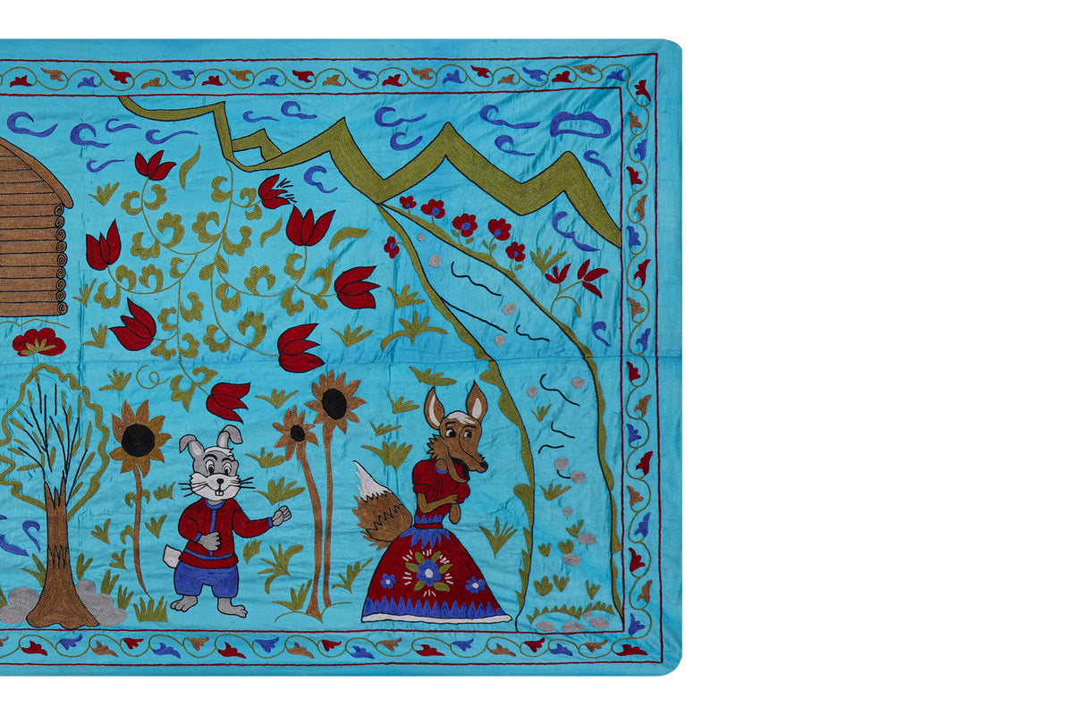 El İşlemesi Suzani Duvar Örtüsü 103 x 190 cm