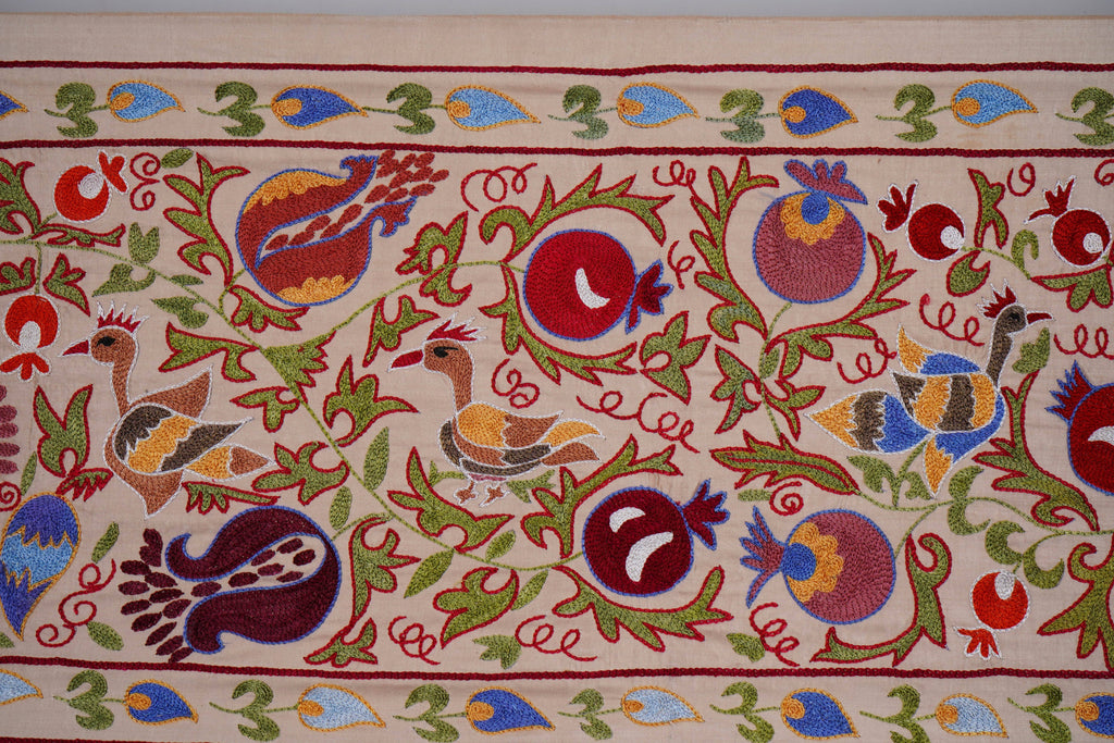 Kuş Desenli Suzani Duvar Örtüsü 52 x 191 cm
