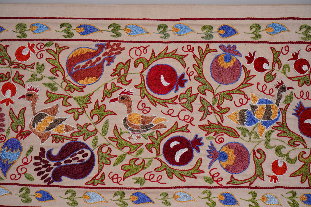 Kuş Desenli Suzani Duvar Örtüsü 52 x 191 cm