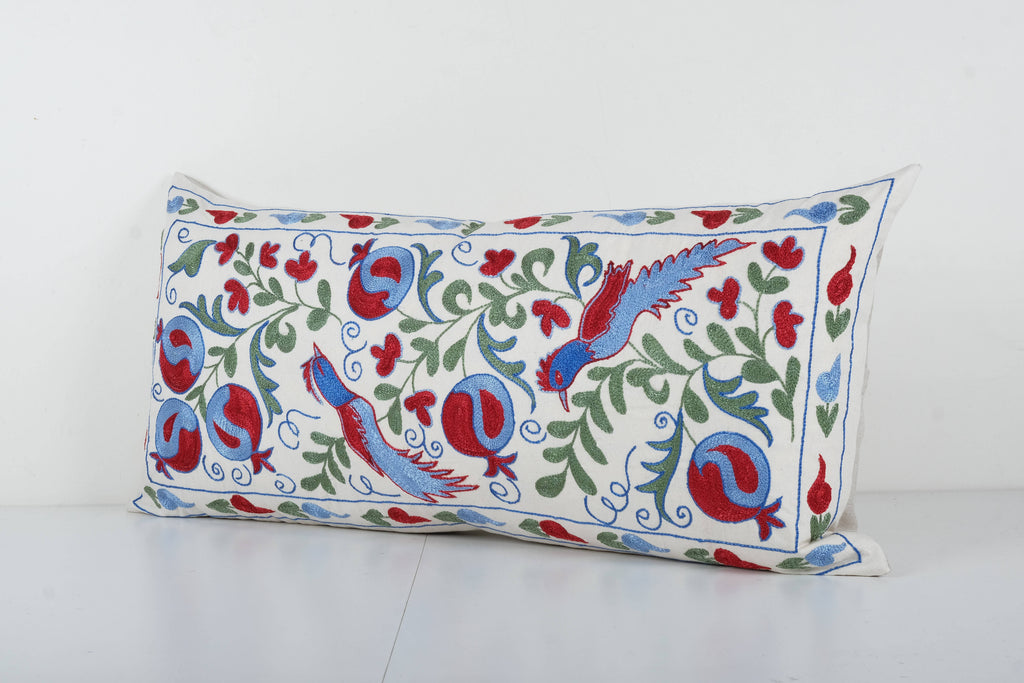 Kuş Desenli Suzani Kırlent Kılıfı 45 x 95 cm
