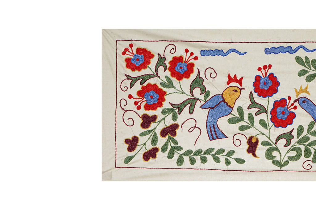 Kuş Desenli Suzani Duvar Örtüsü 44 x 96 cm