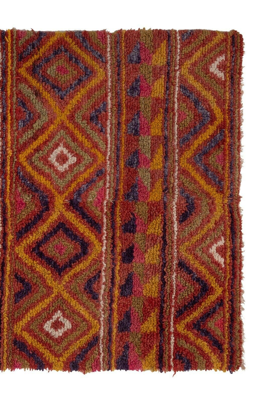 Vintage Türk Damalı Tulu Halı 116 x 162 cm