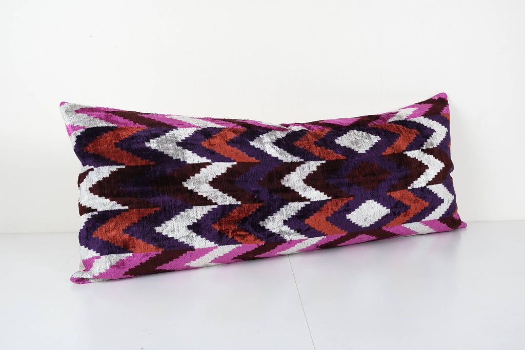 İpek Ikat Kadife Kırlent Kılıfı 3'li Set 40 x 60 cm