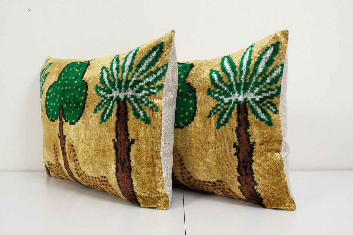 İpek Ikat Kadife Kırlent Kılıfı 2'li Set 40 x 60 cm