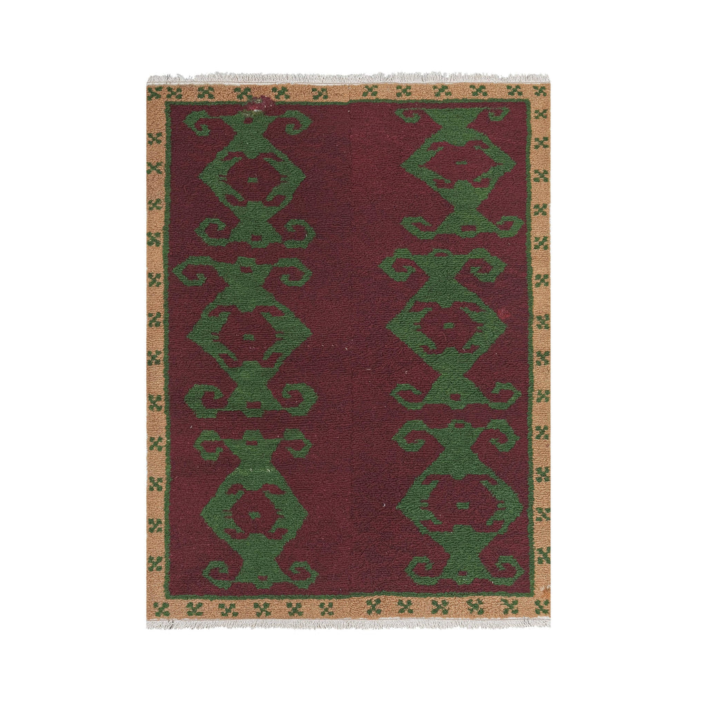 Vintage Türk Damalı Tulu Halı 121 x 156 cm