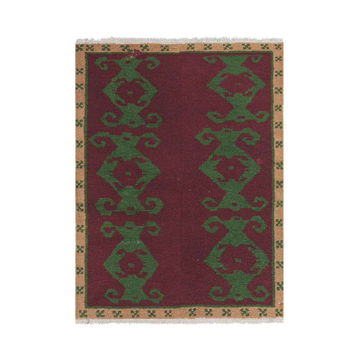 Vintage Türk Damalı Tulu Halı 121 x 156 cm