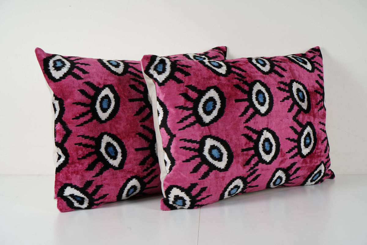 İpek Ikat Kadife Kırlent Kılıfı 2'li Set 40 x 60 cm
