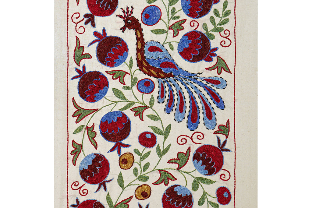 Tavus Kuşu Desenli Suzani Duvar Örtüsü 50 x 92 cm