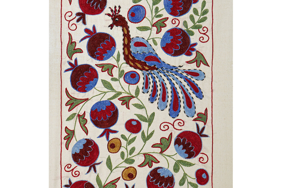 Tavus Kuşu Desenli Suzani Duvar Örtüsü 50 x 92 cm