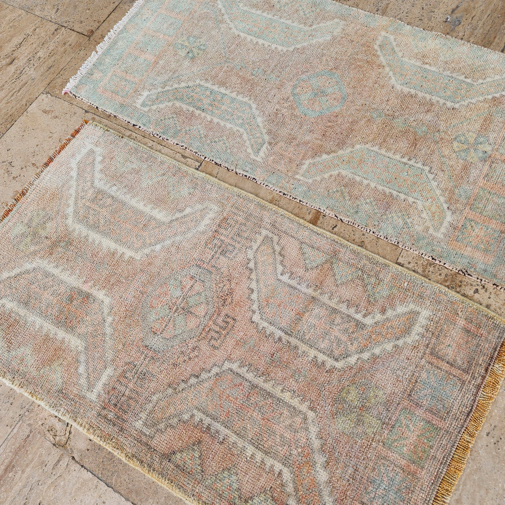 Vintage Türk Yastık Halı 2'li Set 52 x 95 cm