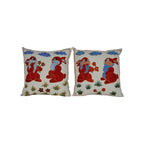 Tavşan Desenli Suzani Kırlent Kılıfı 2'li Set 47 x 47 cm