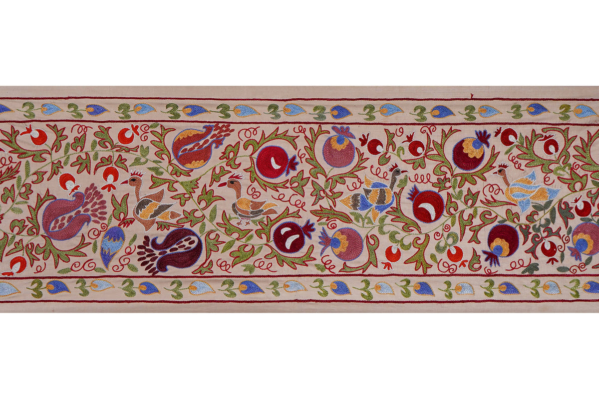 Kuş Desenli Suzani Duvar Örtüsü 52 x 191 cm