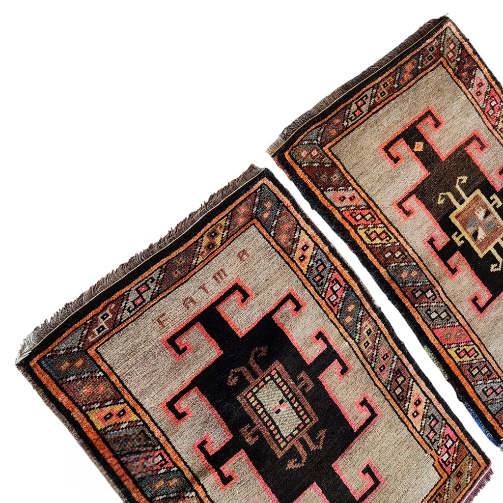 Vintage Uşak Yastık Halı 2'li Set 57 x 78 cm