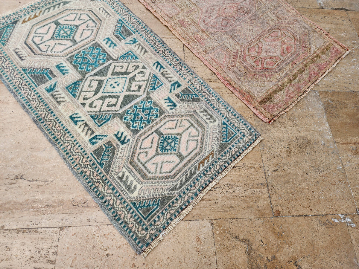Vintage Türk Yastık Halı 2'li Set 55 x 92 cm