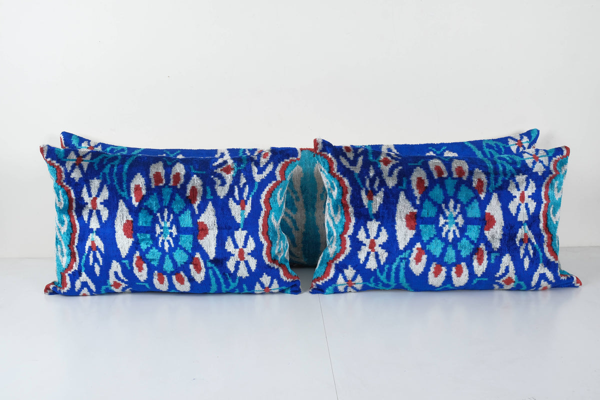 İpek Ikat Kadife Kırlent Kılıfı 40 x 120 cm