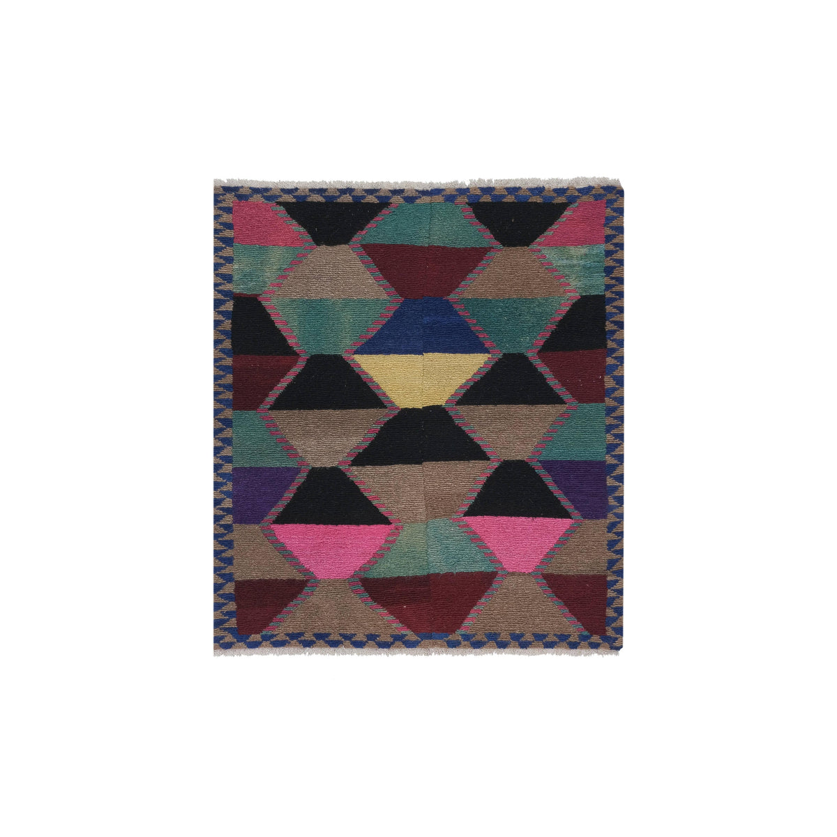 Vintage Türk Damalı Tulu Halı 124 x 141 cm