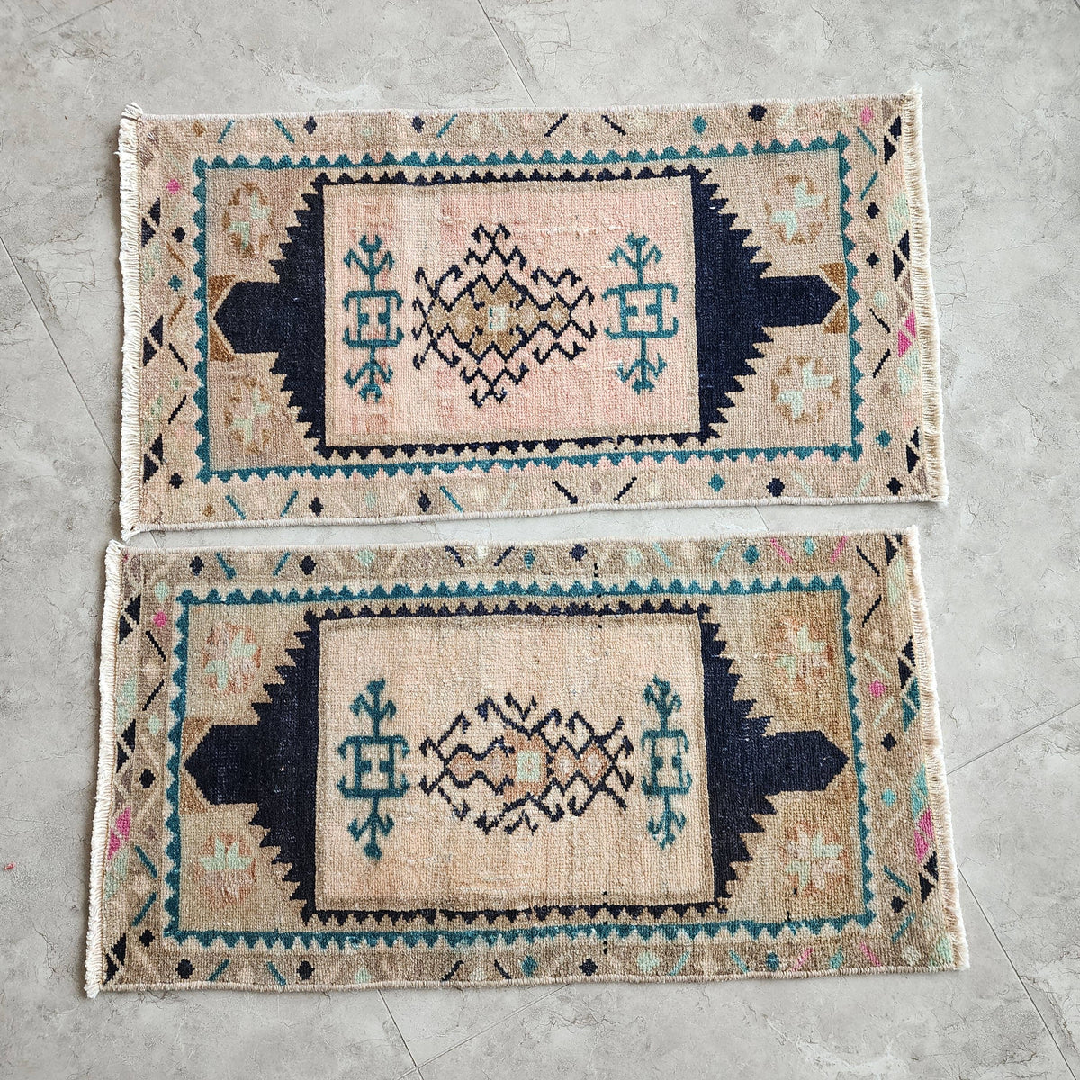 Vintage Türk Yastık Halı 2'li Set 47 x 87 cm