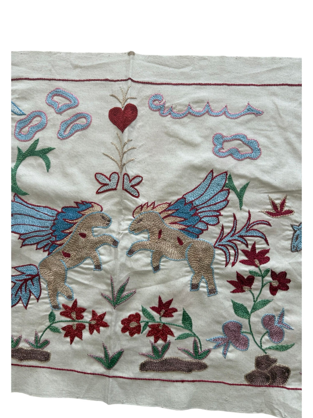 Buhara At Desenli İşlemeli Suzani Yolluk 50 x 142 cm