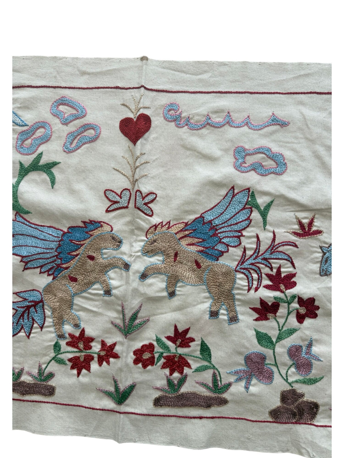 Buhara At Desenli İşlemeli Suzani Yolluk 50 x 142 cm