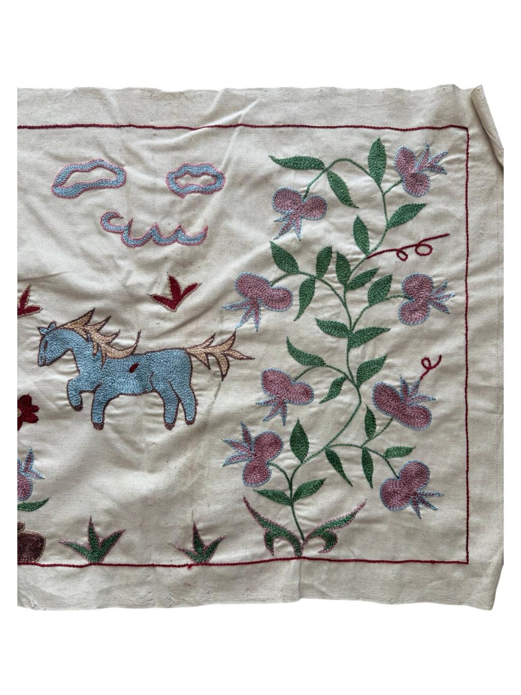 Buhara At Desenli İşlemeli Suzani Yolluk 50 x 142 cm