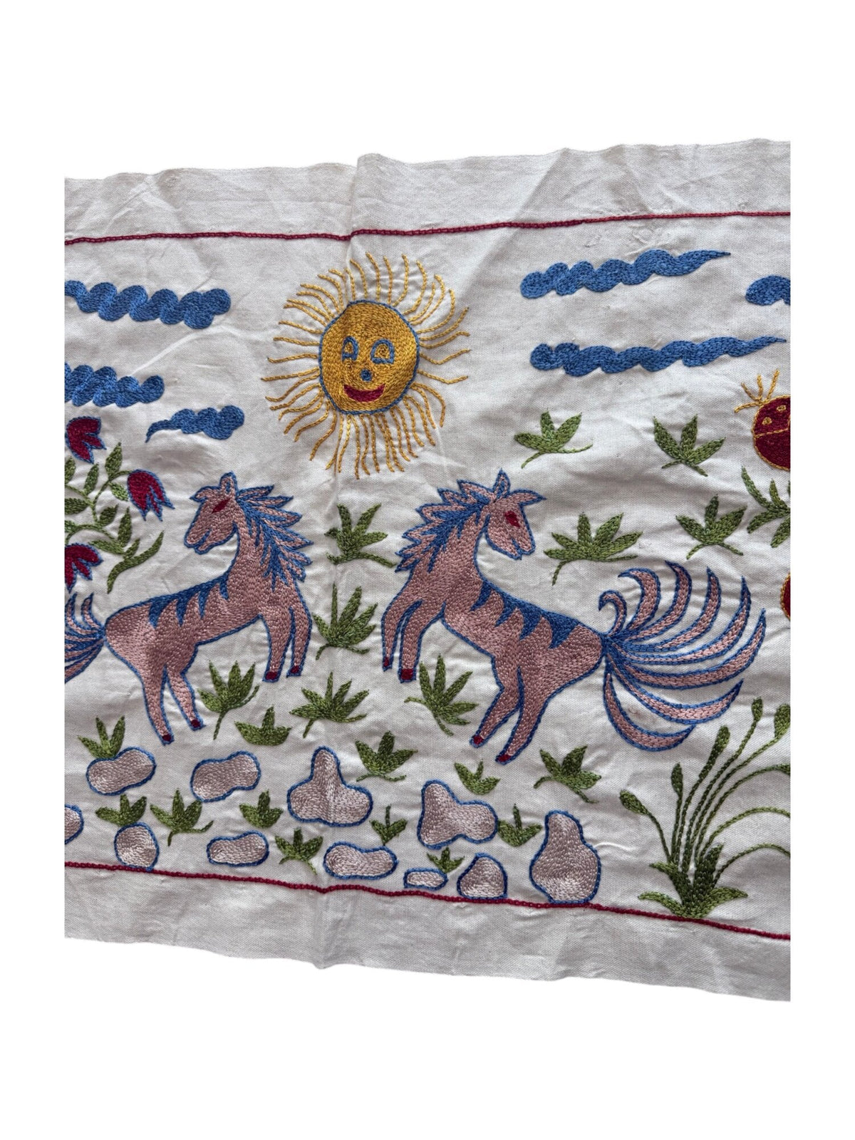At Desenli İşlemeli Suzani Yolluk 50 x 141 cm