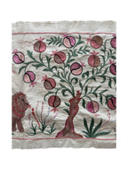 Özbek Aslan Figürlü Suzani Duvar Örtüsü 50 x 141 cm
