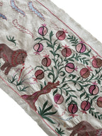 Özbek Aslan Figürlü Suzani Duvar Örtüsü 50 x 141 cm