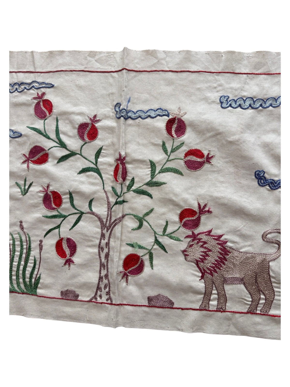 Özbek Aslan Desenli İşlemeli Suzani Yolluk 51 x 146 cm