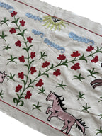 Özbek At Desenli İşlemeli Suzani Yolluk 50 x 142 cm