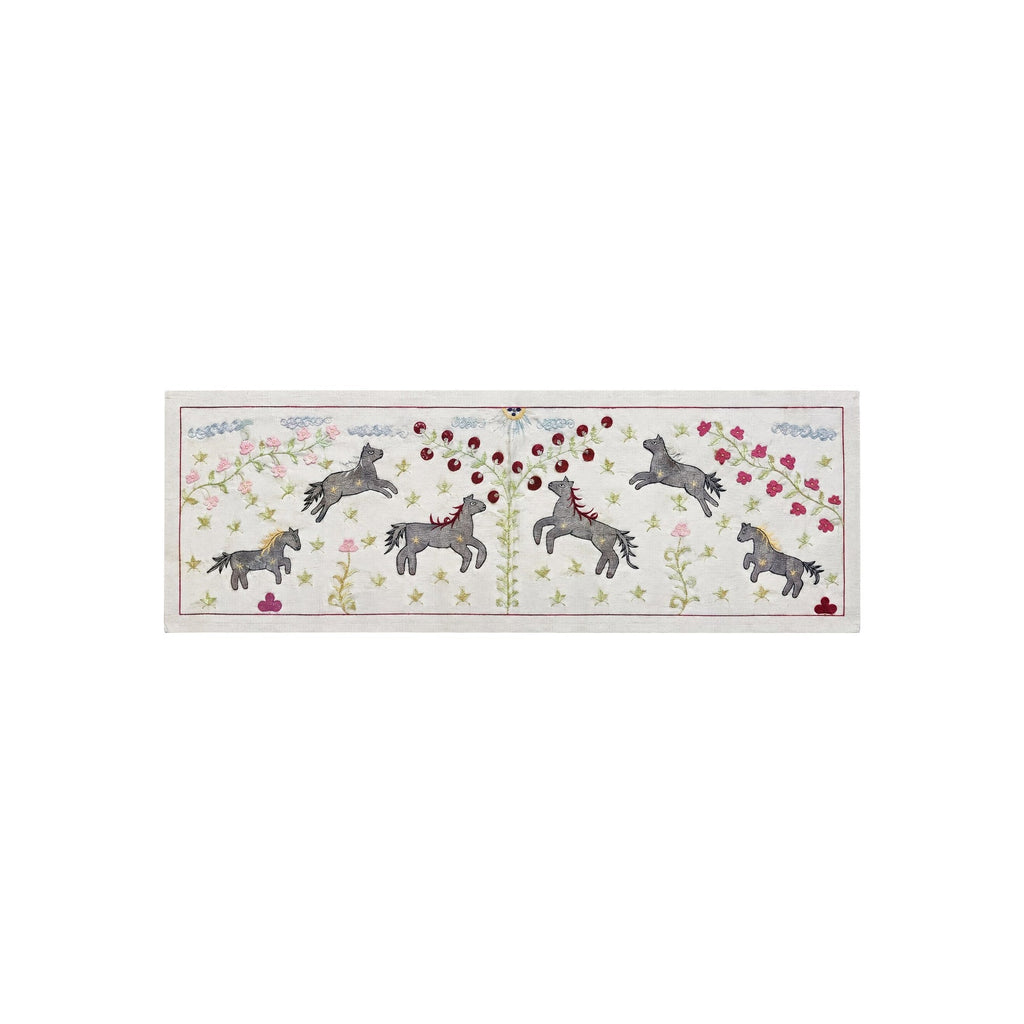 Taşkent At Desenli El İşlemesi Suzani Yolluk 51 x 152 cm
