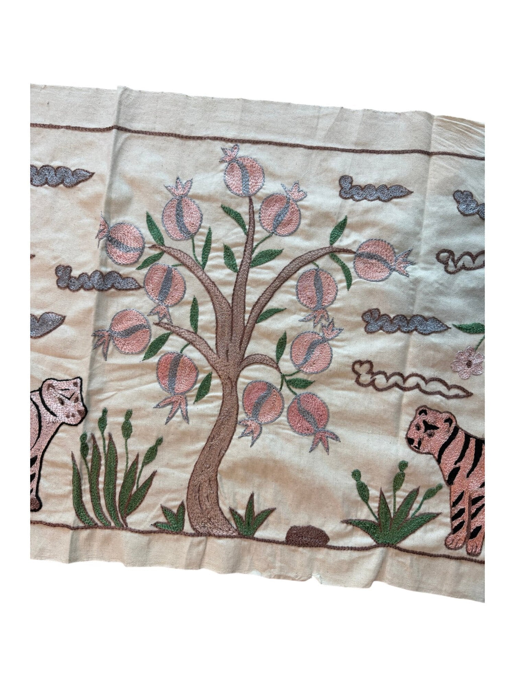 Özbek Kaplan Desenli El İşlemesi Suzani Yolluk 50 x 137 cm