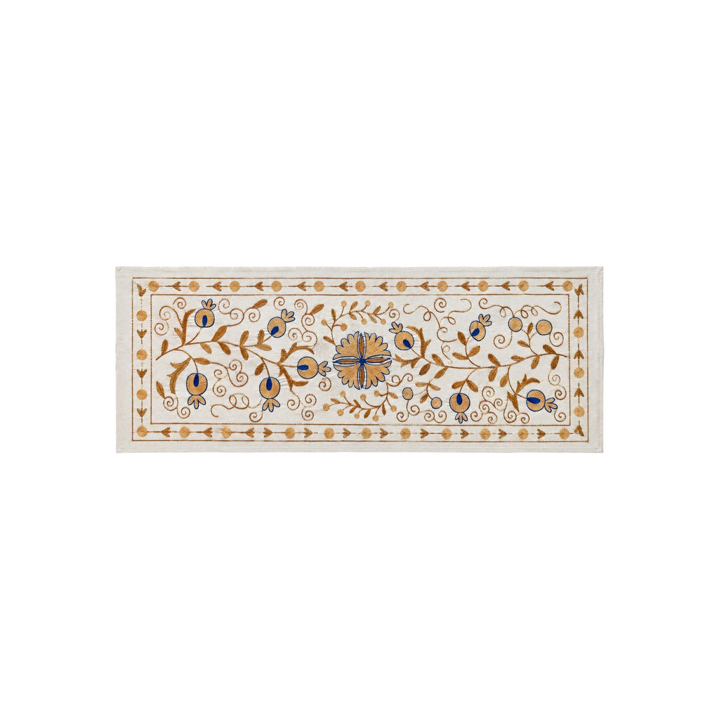 Özbek Çiçek Figürlü El İşlemesi Suzani Duvar Örtüsü 50 x 122 cm