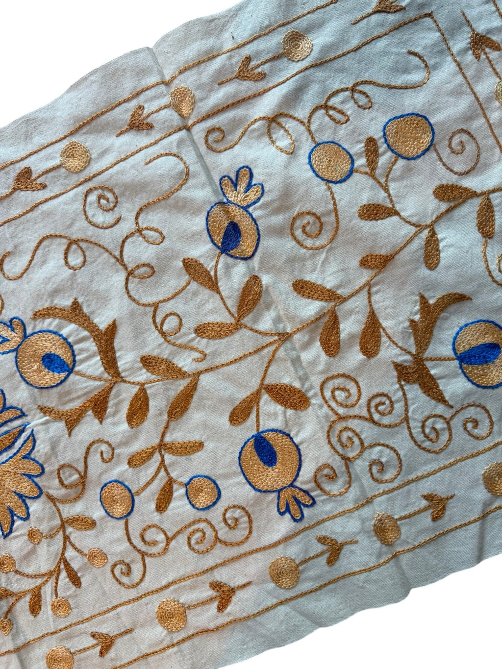 Özbek Çiçek Figürlü El İşlemesi Suzani Duvar Örtüsü 50 x 122 cm