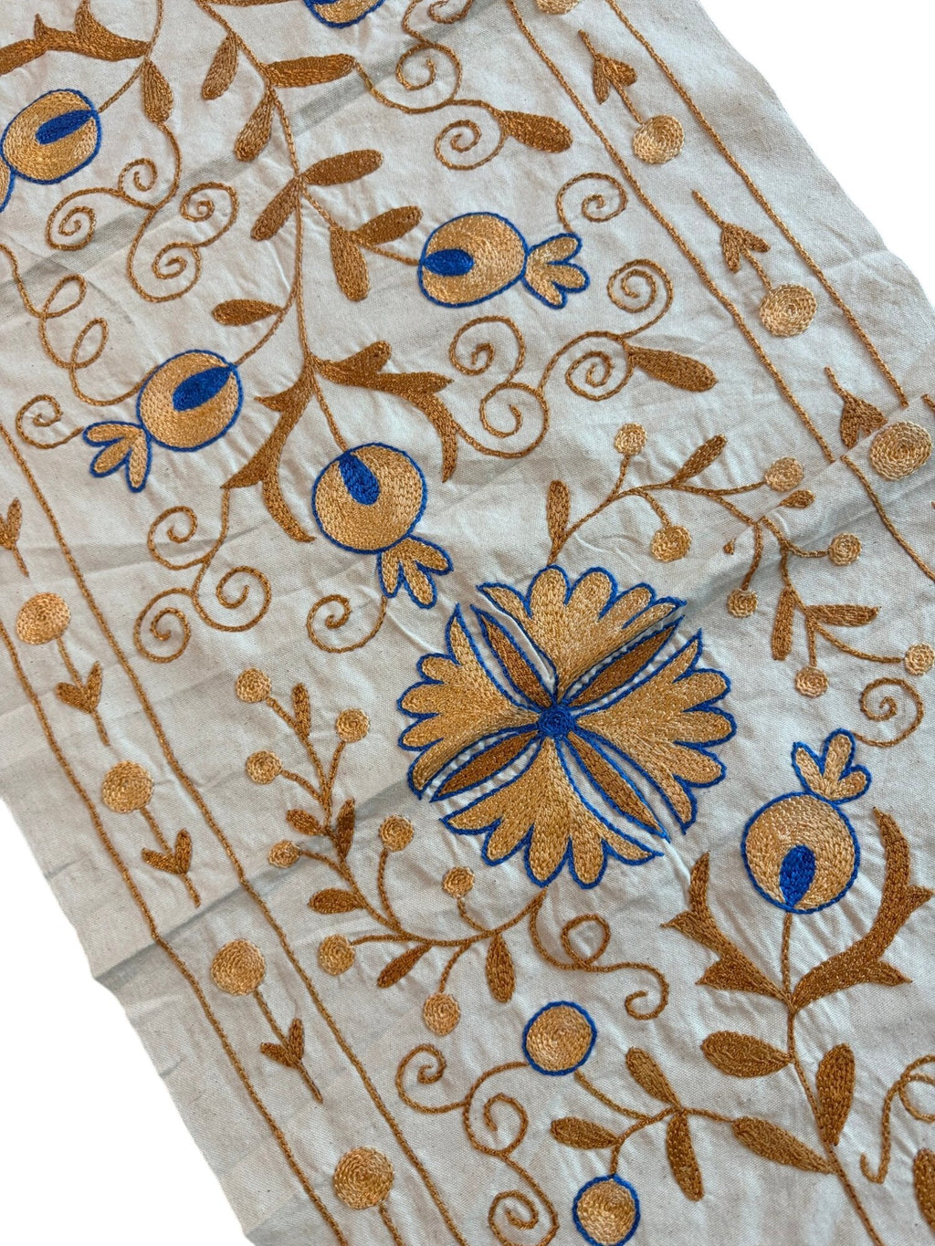 Özbek Çiçek Figürlü El İşlemesi Suzani Duvar Örtüsü 50 x 122 cm