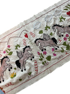Özbek At Desenli İşlemeli Suzani Yolluk 50 x 140 cm