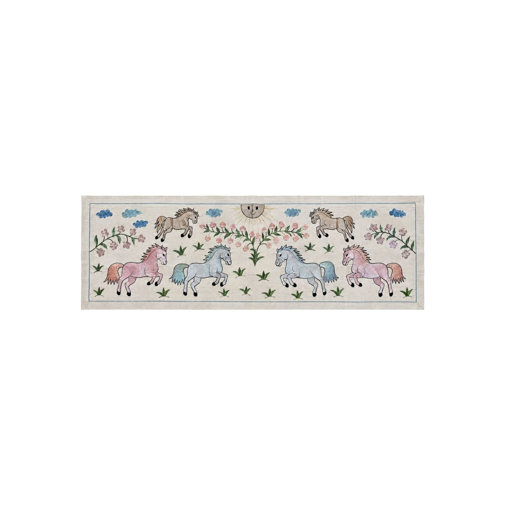At Desenli İşlemeli Suzani 50 x 140 cm