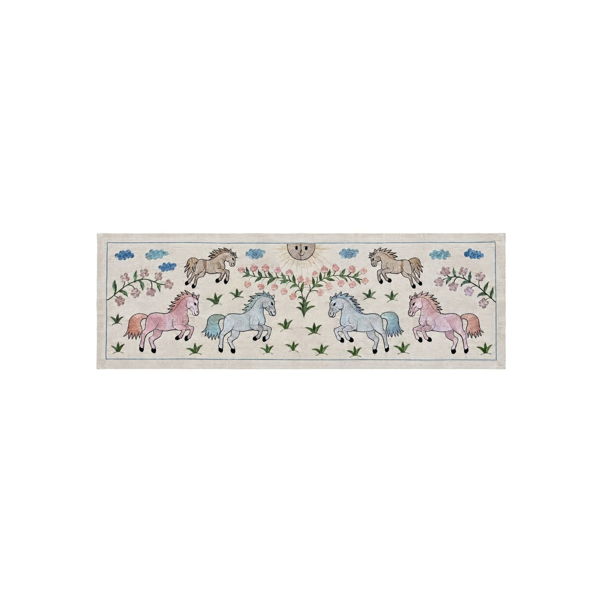 At Desenli İşlemeli Suzani 50 x 140 cm