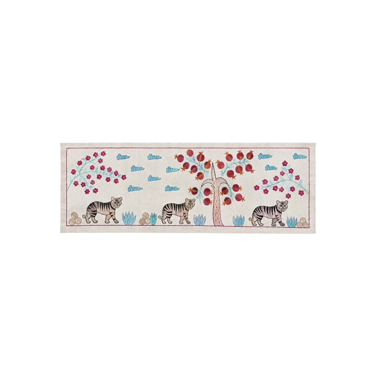 Kaplan Desenli İşlemeli Suzani Yolluk 50 x 143 cm