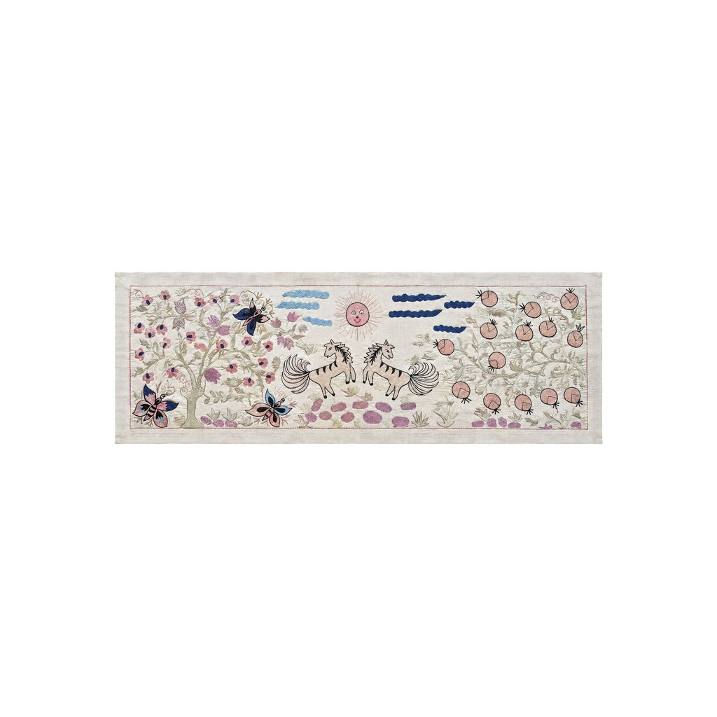 Taşkent At Figürlü İşlemeli Suzani Yolluk 50 x 137 cm