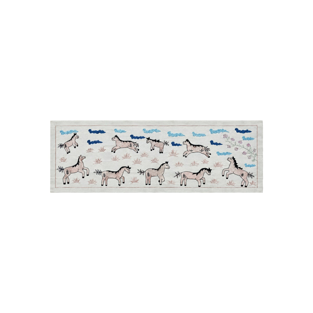 Özbek At Figürlü İşlemeli Suzani Yolluk 50 x 141 cm