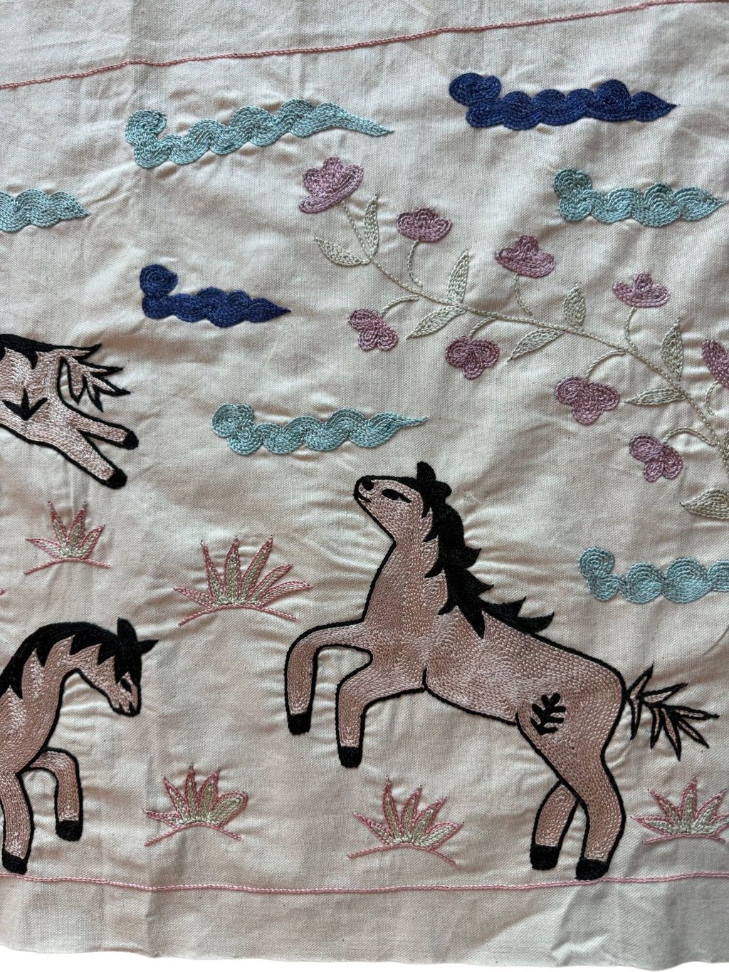 Özbek At Figürlü İşlemeli Suzani Yolluk 50 x 141 cm