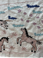 Özbek At Figürlü İşlemeli Suzani Yolluk 50 x 141 cm