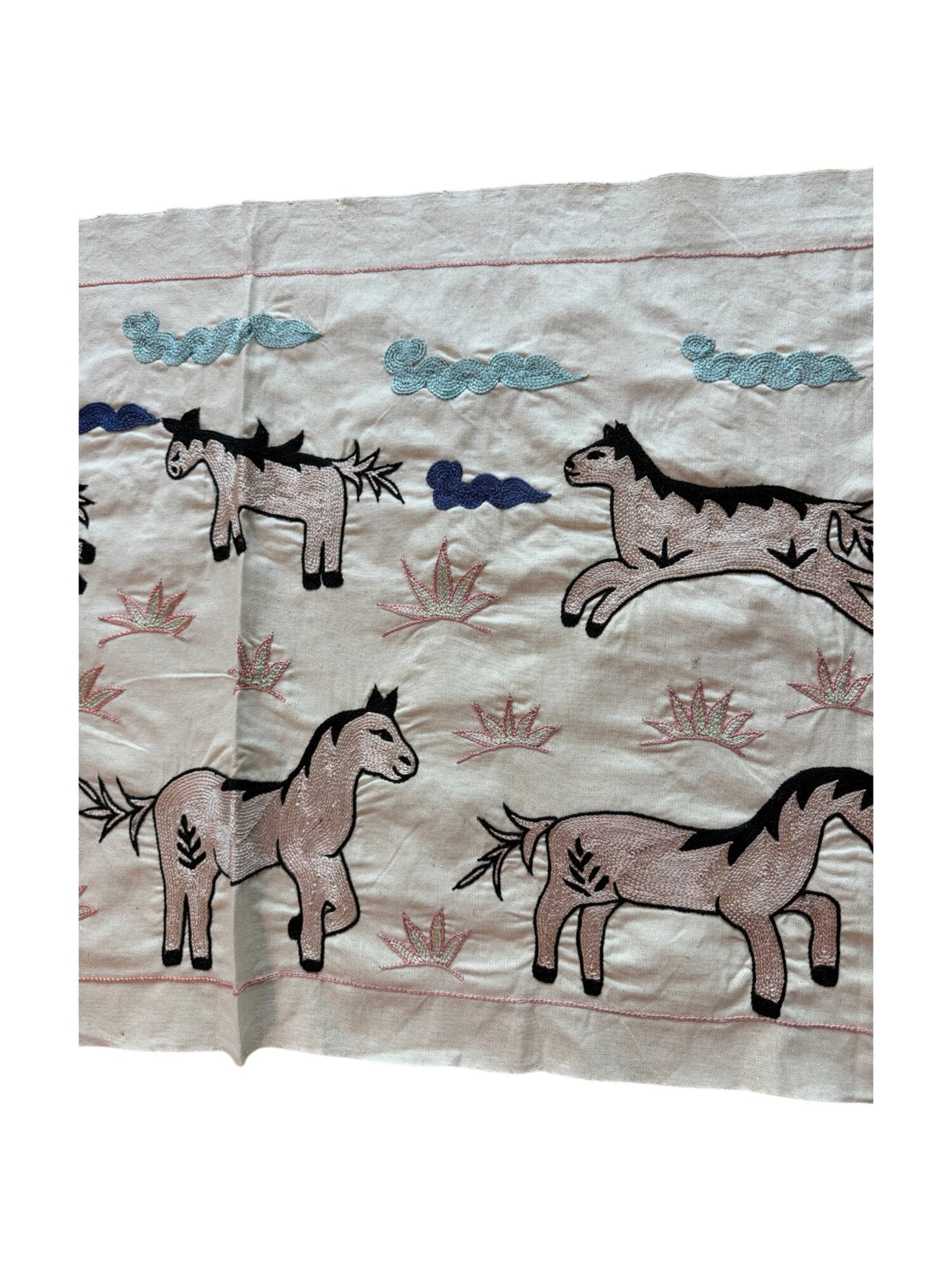 Özbek At Figürlü İşlemeli Suzani Yolluk 50 x 141 cm