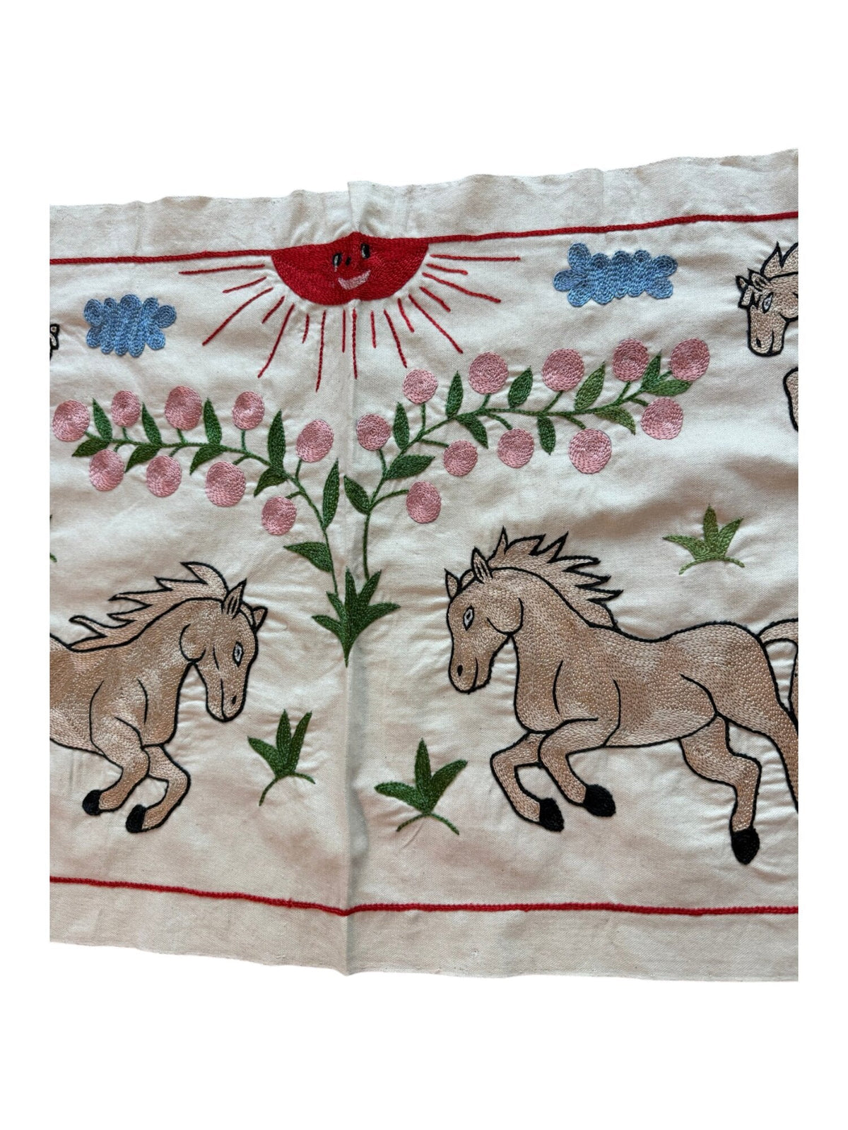 Özbek At Desenli İşlemeli Suzani Yolluk 50 x 147 cm