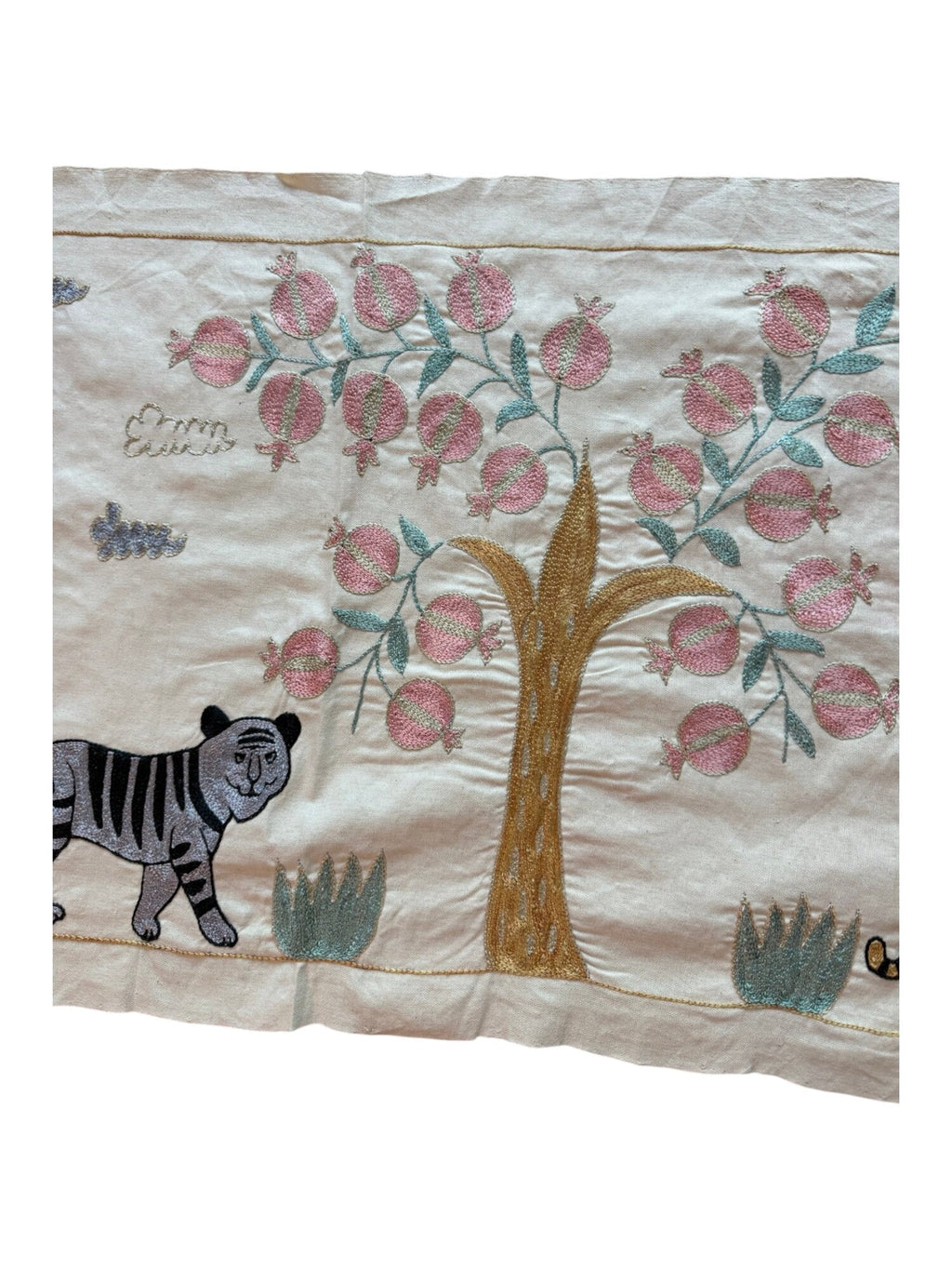 Özbek Kaplan Figürlü Suzani Duvar Örtüsü 51 x 141 cm