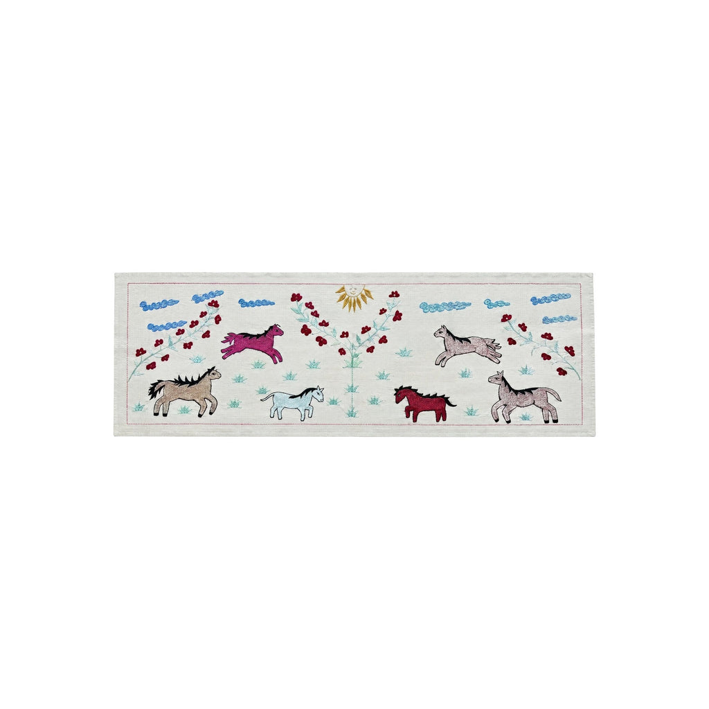 Özbek At Desenli İşlemeli Suzani Yolluk 50 x 140 cm